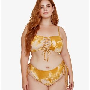 Dippin daisy’s honey tie dye lace up bikini high waist cheeky bottom